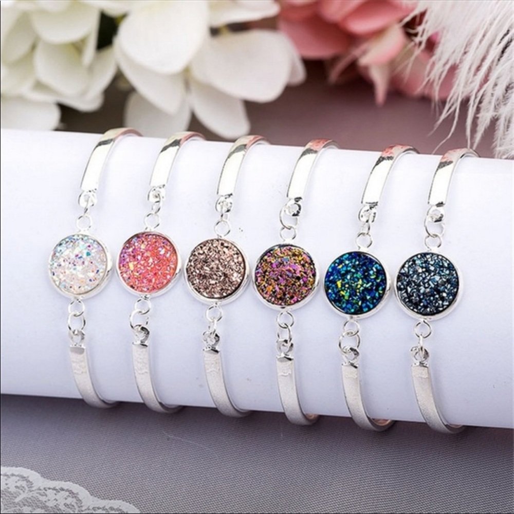 NWT Druzy Quartz Champagne Silver Bracelet - Picture 1 of 4
